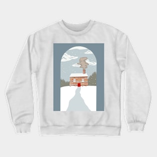 Snow Cabin Art Deco Crewneck Sweatshirt